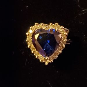Sapphire and diamond size 7 heart ring